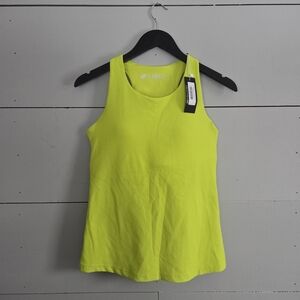 LINC Momentum Top Bright Green Racerback Athletic Tank Built-In Bra Women's L